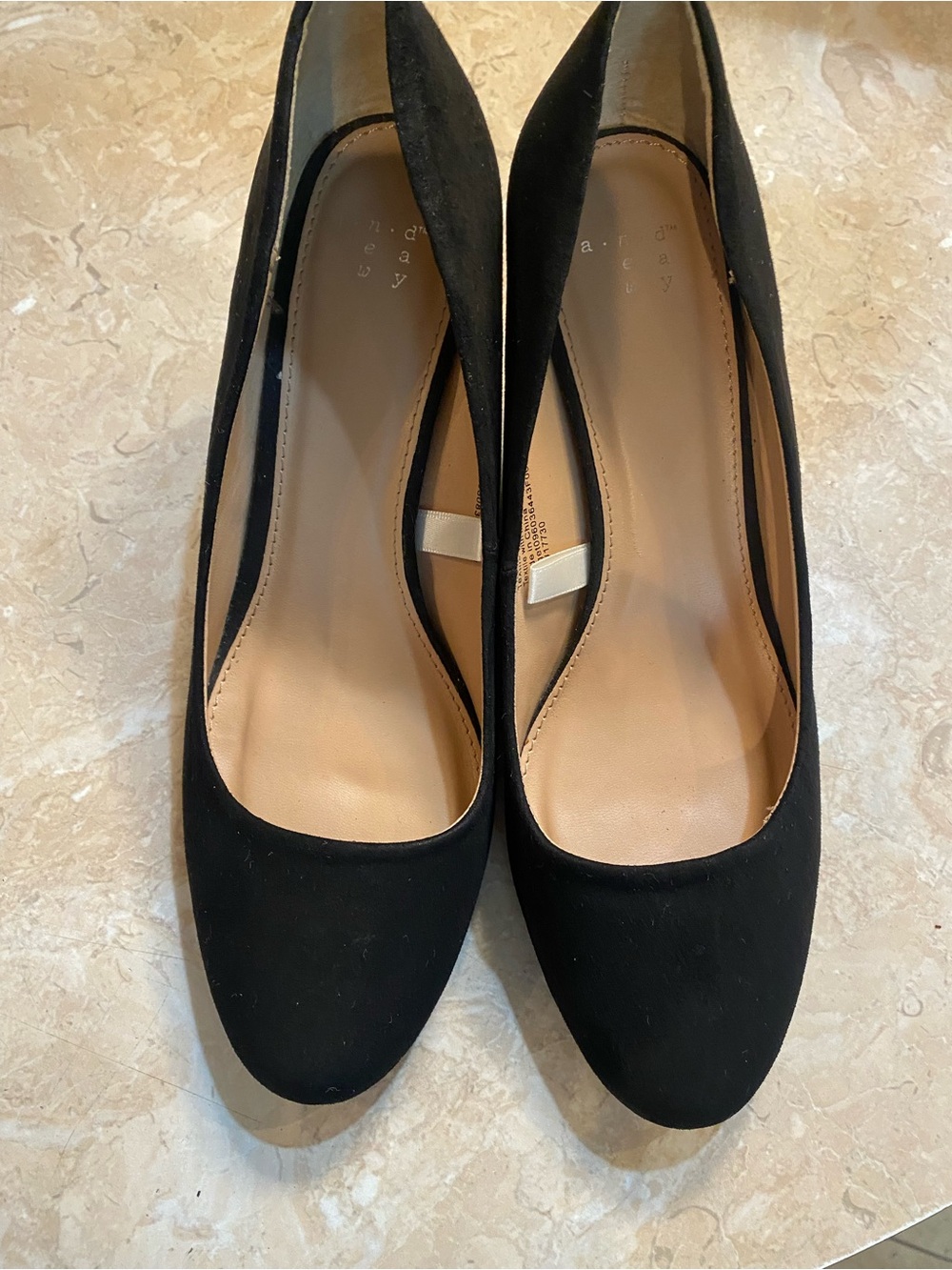 a new day Black Suede Round-Toe Pumps
